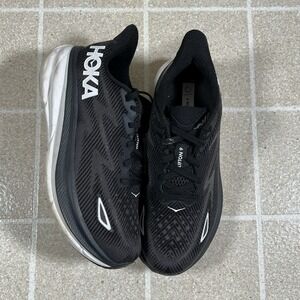 Hoka One One Clifton 9 Wide Women's 8.5 D Black White Running Sneakers 1132211